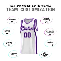 White Purple-Light Purple Ribbon Pattern Basketball Kits 4