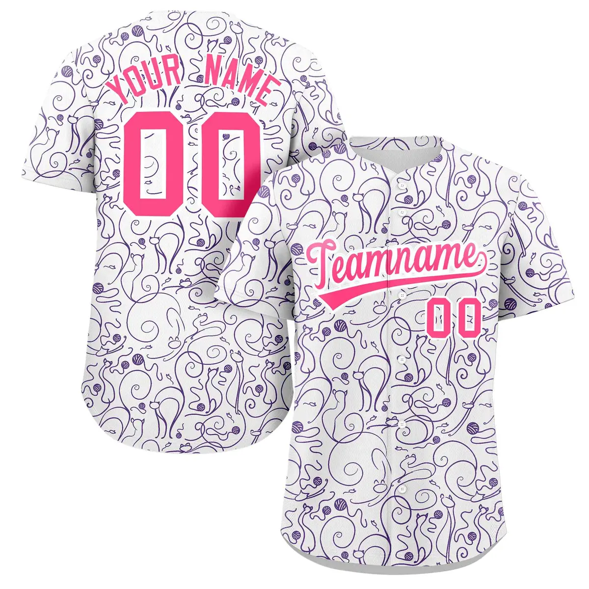 White Purple Line Art Graffiti Authentic Baseball Jersey
