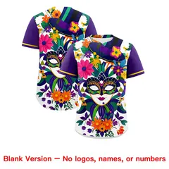 White Purple Mardi Gras Authentic Baseball Jersey 2