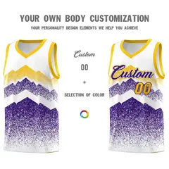 White Purple Mountain Fade Gradient Basketball Jersey 3
