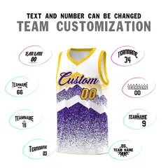 White Purple Mountain Fade Gradient Basketball Jersey 4