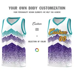 White Purple Mountain Fade Gradient Basketball Jersey 3