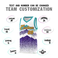 White Purple Mountain Fade Gradient Basketball Jersey 4