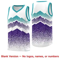 White Purple Mountain Fade Gradient Basketball Jersey 6