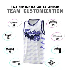 White Purple Navy Halloween Bat Pattern Basketball Jersey 4