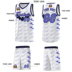 White Purple Navy Halloween Bat Pattern Basketball Jersey 5