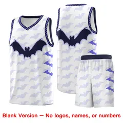White Purple Navy Halloween Bat Pattern Basketball Jersey 7