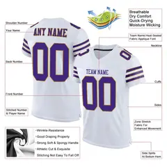 White Purple-Old Gold Classic Mesh Authentic Football Jersey 2
