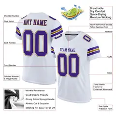 White Purple-Old Gold Classic Mesh Authentic Football Jersey 2