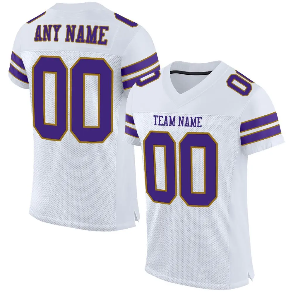 White Purple-Old Gold Classic Mesh Authentic Football Jersey