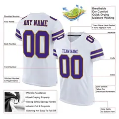 White Purple-Old Gold Classic Mesh Authentic Football Jersey 2