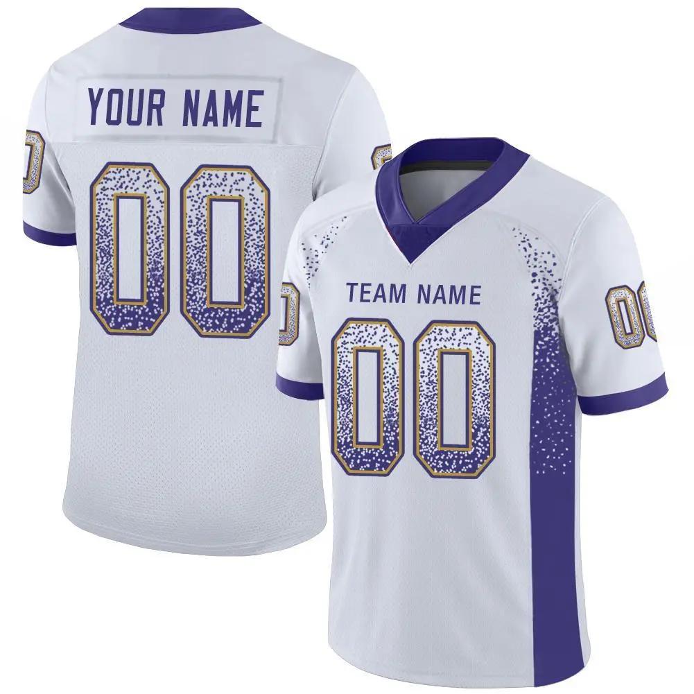 White Purple-Old Gold Drift Fashion Mesh Football Jersey