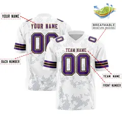 White Purple-Old Gold Graffiti Line Football Jersey 2