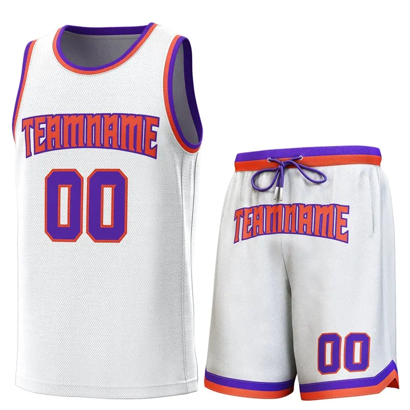 White Purple-Orange Classic Sets Basketball Jersey