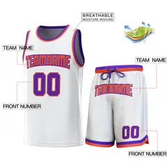 White Purple-Orange Classic Sets Basketball Jersey 2