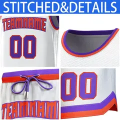 White Purple-Orange Classic Sets Basketball Jersey 6