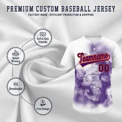 White Purple Orange Skeleton Graffiti Baseball Jersey 4