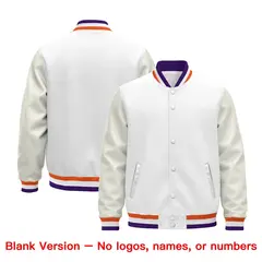 White Purple Orange Varsity Jacket with Faux Leather Sleeves 6