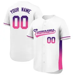 White Purple-Pink Gradient Side Baseball Jersey 1