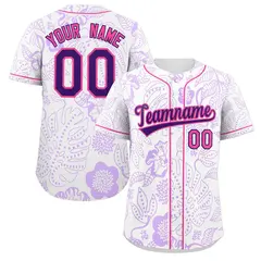 White Purple-Pink Graffiti Leaves Authentic Baseball Jersey