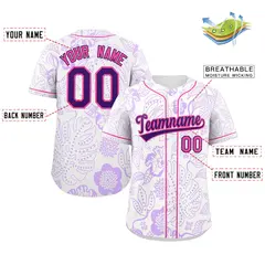 White Purple-Pink Graffiti Leaves Authentic Baseball Jersey 2