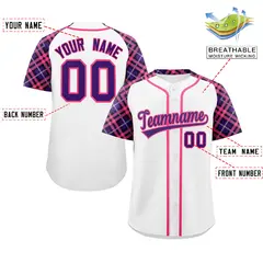 White Purple-Pink Raglan Sleeves Authentic Baseball Jersey 2