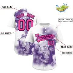 White Purple Pink Skeleton Graffiti Baseball Jersey 2
