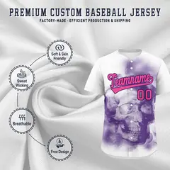 White Purple Pink Skeleton Graffiti Baseball Jersey 4