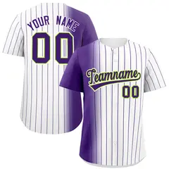 White Purple Pinstripe Gradient Baseball Jersey