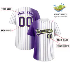 White Purple Pinstripe Gradient Baseball Jersey 2