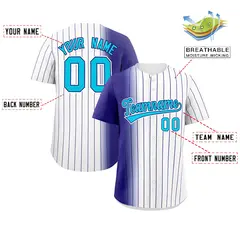 White Purple Pinstripe Gradient Baseball Jersey 2