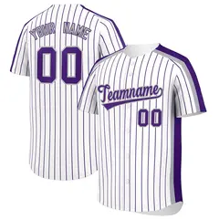 White Purple Pinstripe Two-tone Side Baseball Jersey
