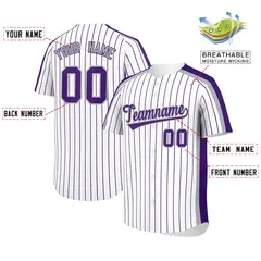 White Purple Pinstripe Two-tone Side Baseball Jersey 2