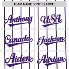 White Purple Pinstripe Two-tone Side Baseball Jersey 3