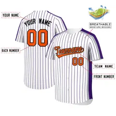White Purple Pinstripe Two-tone Side Baseball Jersey 2