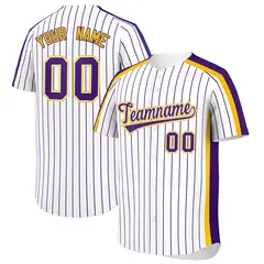 White Purple Pinstripe Two-tone Side Baseball Jersey