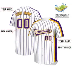 White Purple Pinstripe Two-tone Side Baseball Jersey 2