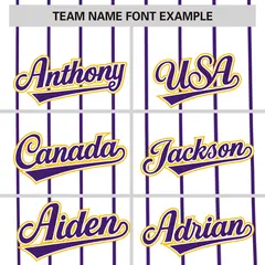 White Purple Pinstripe Two-tone Side Baseball Jersey 3