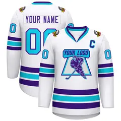 White Purple-Powder Blue Classic Hockey Jersey 1