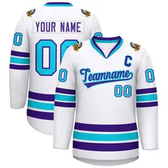 White Purple-Powder Blue Classic Hockey Jersey 1