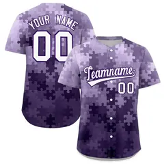 White Purple Puzzle Elements Baseball Jersey