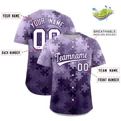 White Purple Puzzle Elements Baseball Jersey 2