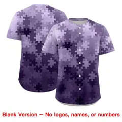 White Purple Puzzle Elements Baseball Jersey 7