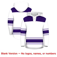 White Purple Raglan Lace-Up Neck Hockey Hoodie Jersey 7