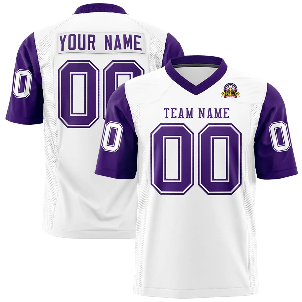 White Purple Raglan Sleeves Authentic Football Jersey