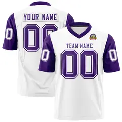 White Purple Raglan Sleeves Authentic Football Jersey 1