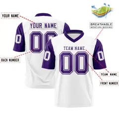 White Purple Raglan Sleeves Authentic Football Jersey 2