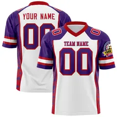 White Purple-Red Raglan Side Pattern Football Jersey 1