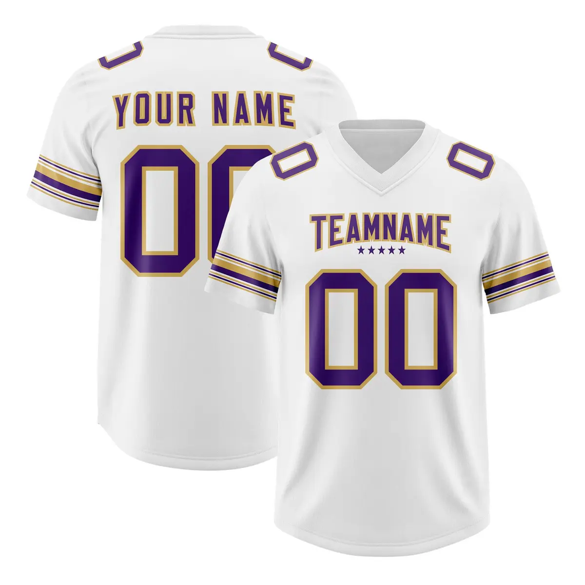 White Purple Retro Sleeve Line Authentic Football Jersey