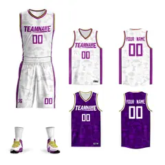White Purple Reversible Basketball Jersey